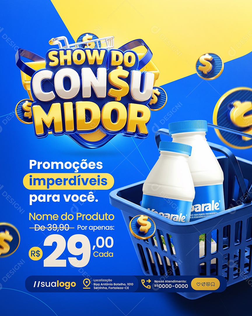 Show do Consumidor Supermercado Promoções Imperdíveis Social Media PSD Editável