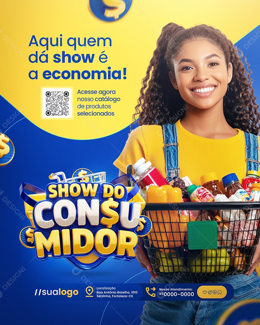 Show do Consumidor Supermercado Economia Social Media PSD Editável