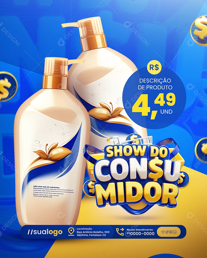 Show do Consumidor Supermercado Produtos Social Media PSD Editável