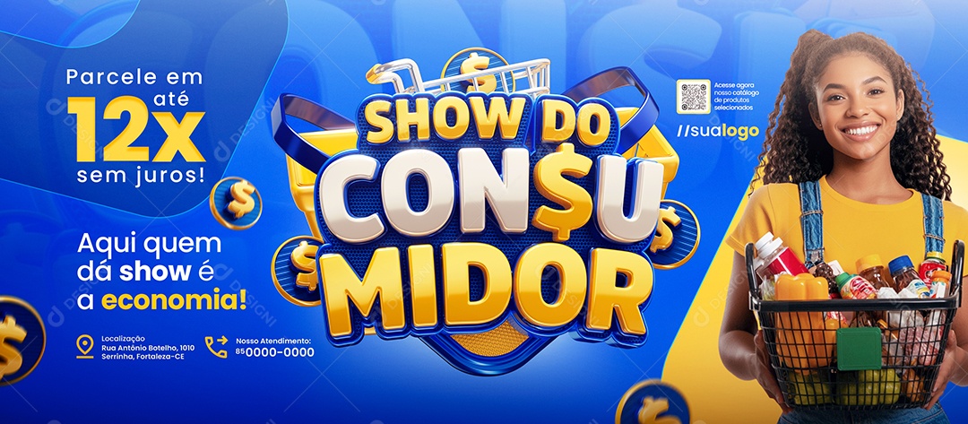 Banner Show do Consumidor Supermercado Parcele Social Media PSD Editável