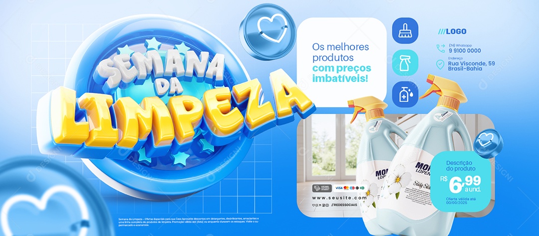 Banner Semana Da Limpeza Os Melhores Produtos com Preços Imbatíveis Social Media PSD Editável