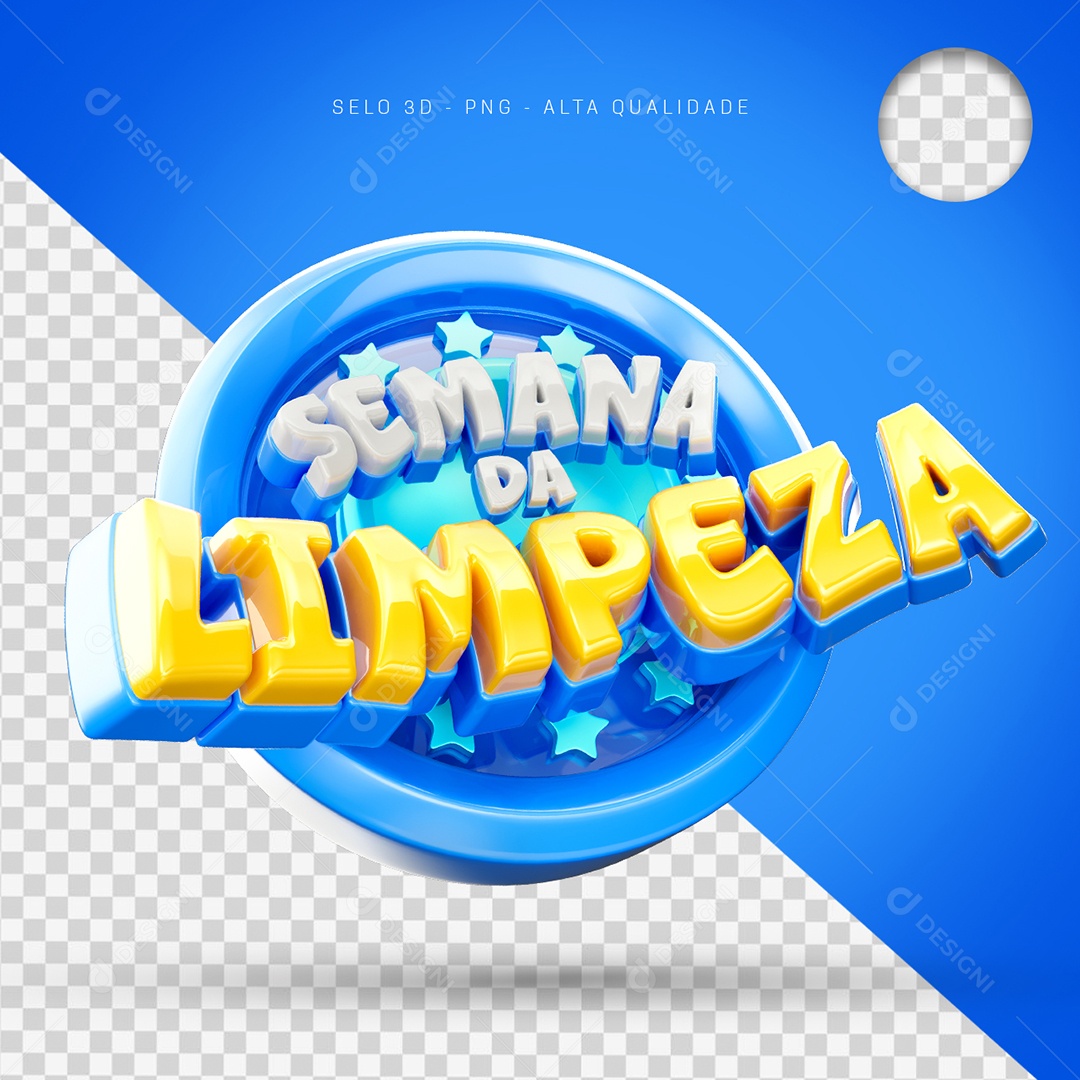 Semana da Limpeza Selo 3D Para Composição PSD