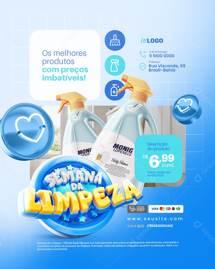 Semana Da Limpeza Os Melhores Produtos com Preços Imbatíveis Social Media PSD Editável