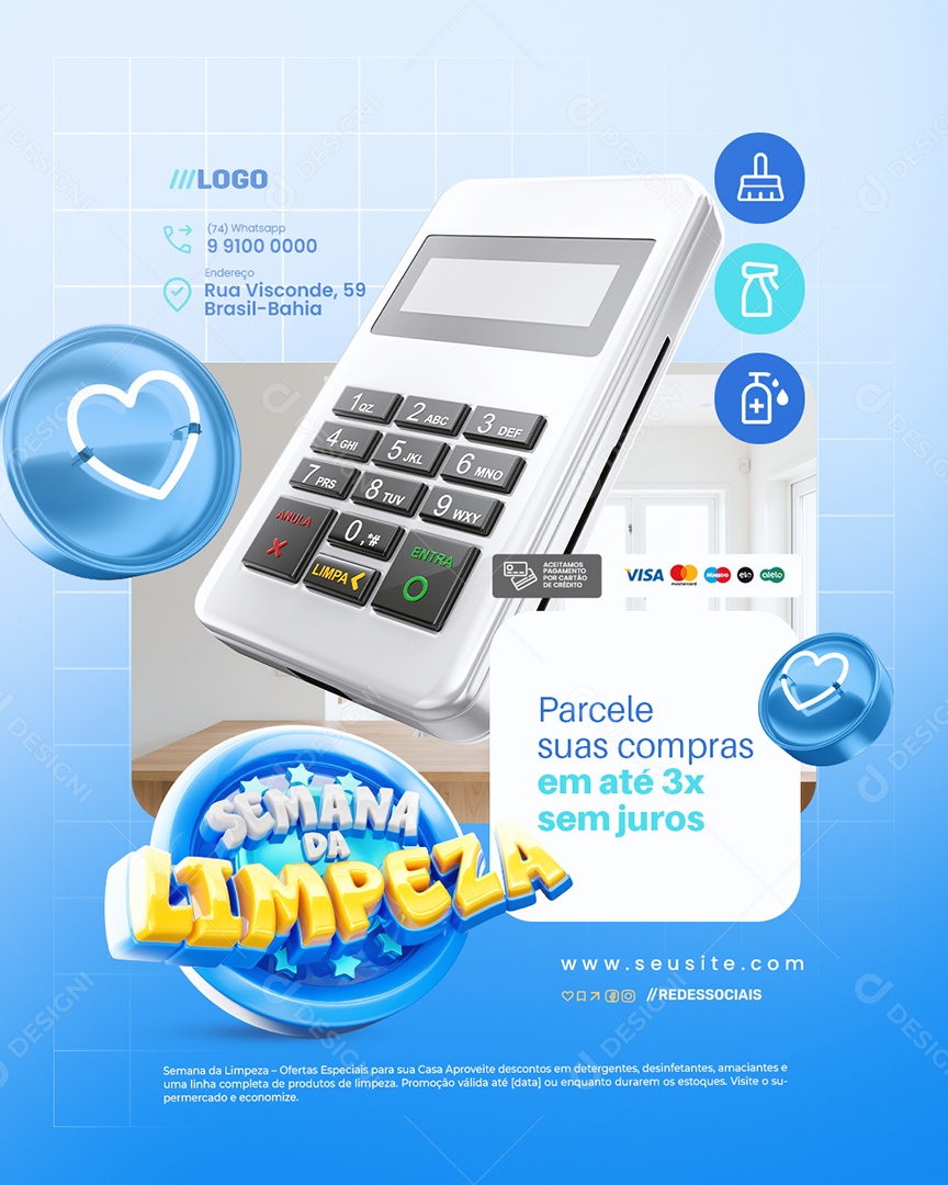 Semana Da Limpeza Parcele Suas Compras Social Media PSD Editável