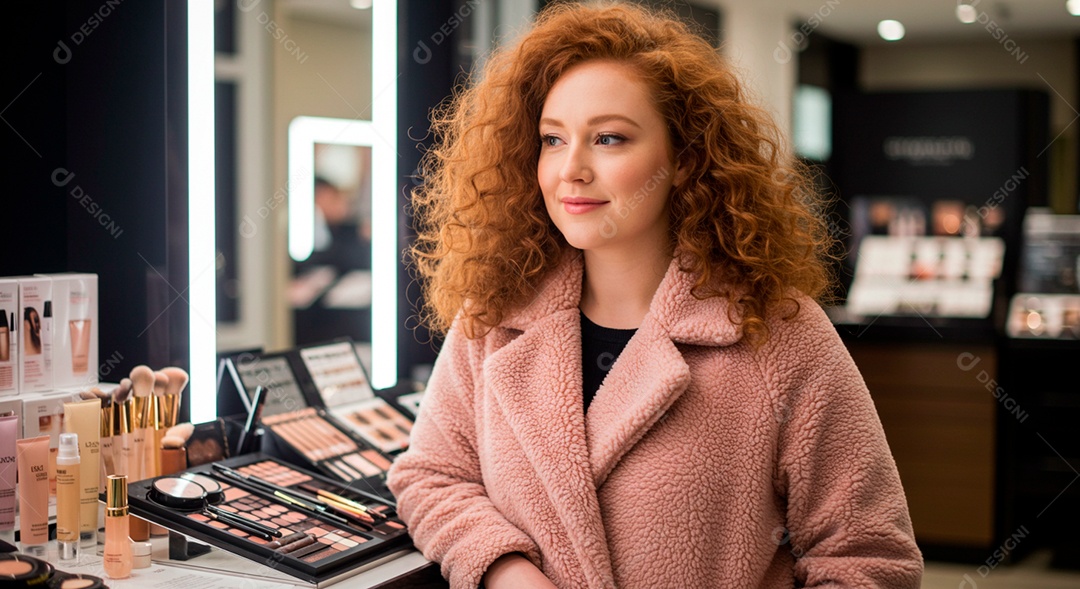 Retrato realista de mulher linda sorridente sobre uma clinica de estética