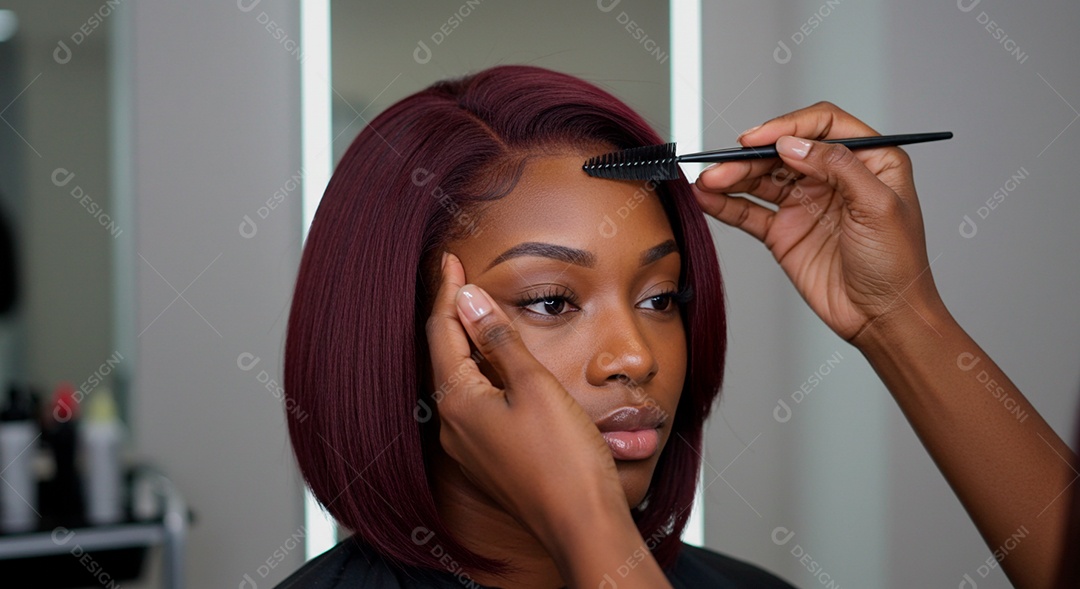 Mulher sobre clinica de estética fazendo sobrancelha