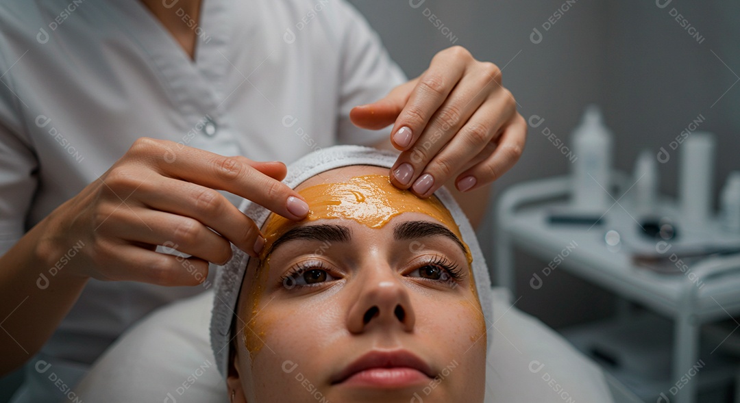 Retrato realista de linda mulher jovem design de sobrancelha