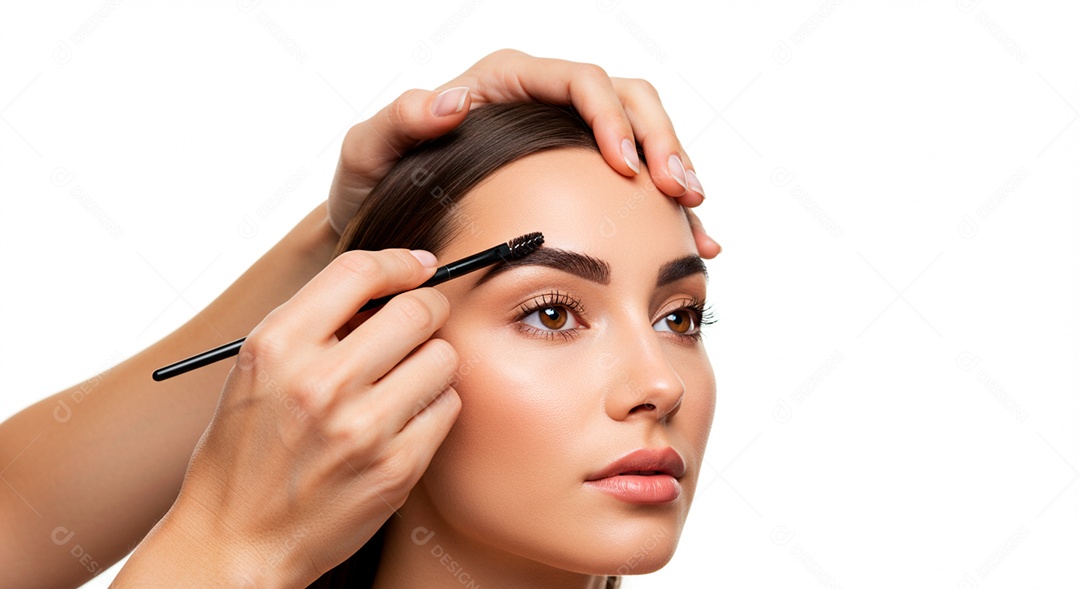 Mulher sobre clinica de estética fazendo sobrancelha