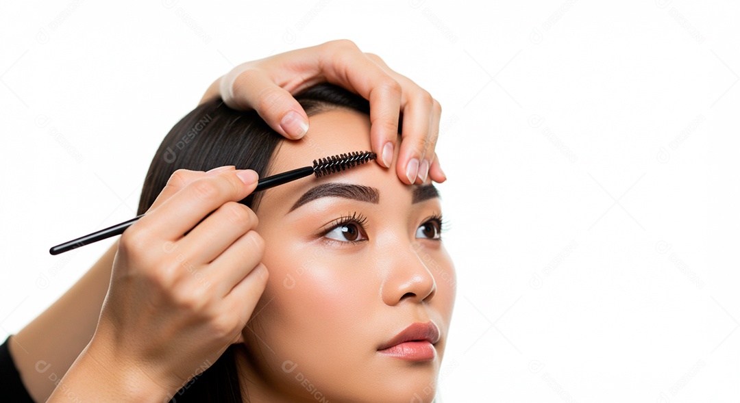 Mulher sobre clinica de estética fazendo sobrancelha