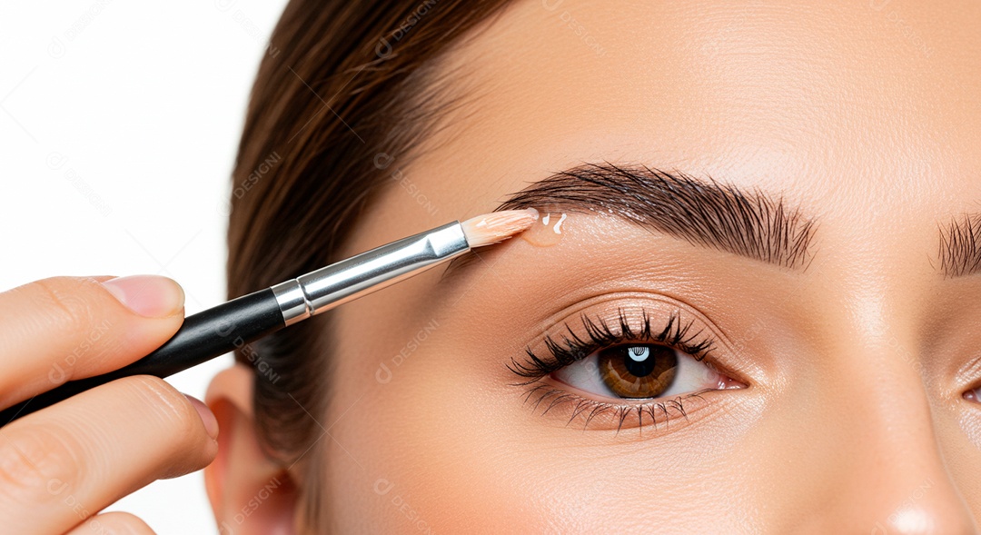 Mulher sobre clinica de estética fazendo sobrancelha