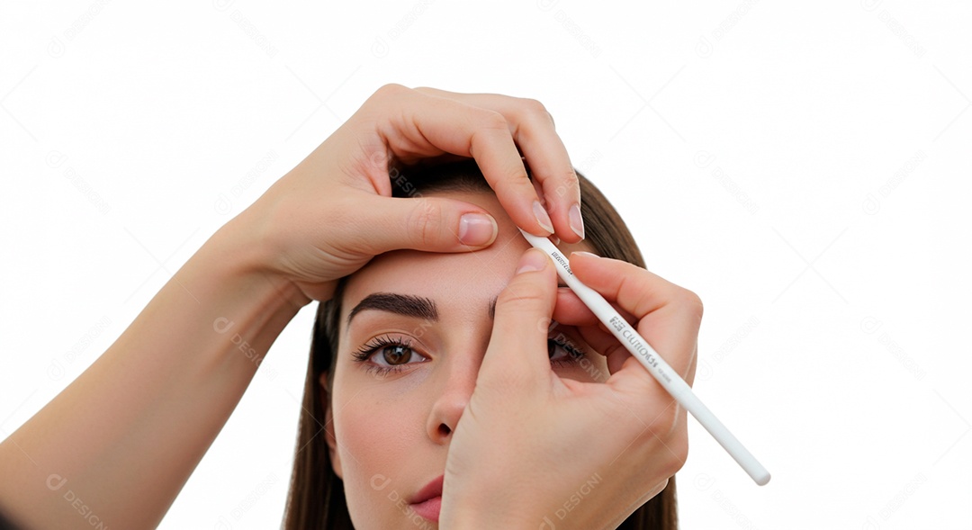 Mulher sobre clinica de estética fazendo sobrancelha