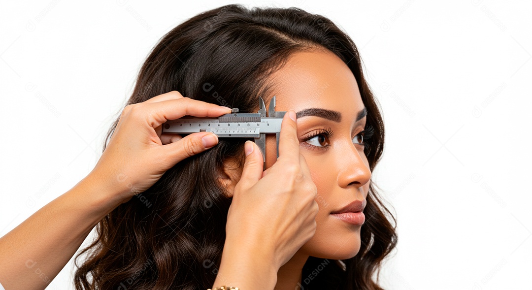 Mulher sobre clinica de estética fazendo sobrancelha