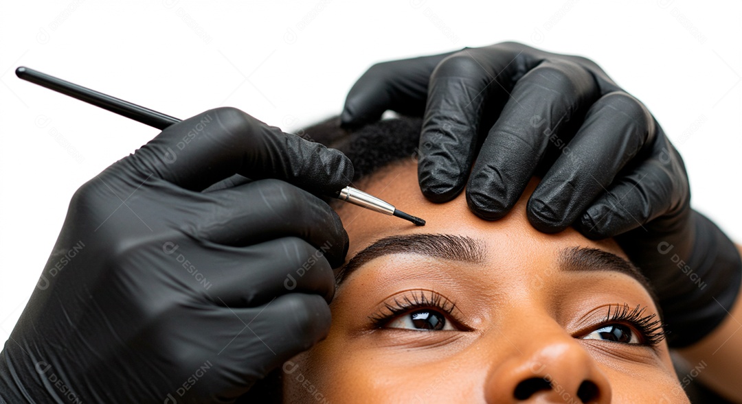 Retrato realista de linda mulher jovem design de sobrancelha