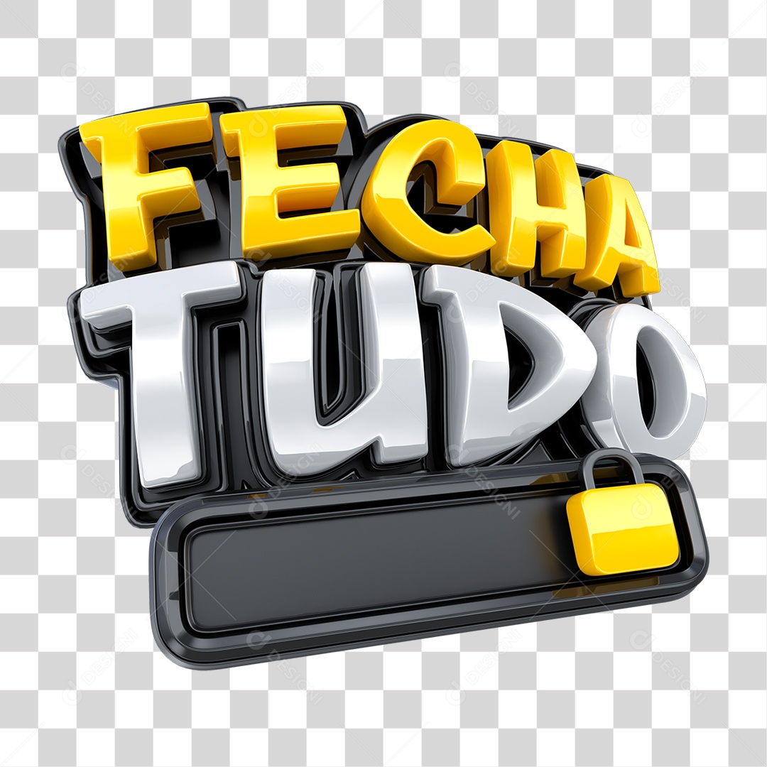 Selo 3D Fecha Tudo PNG Transparente