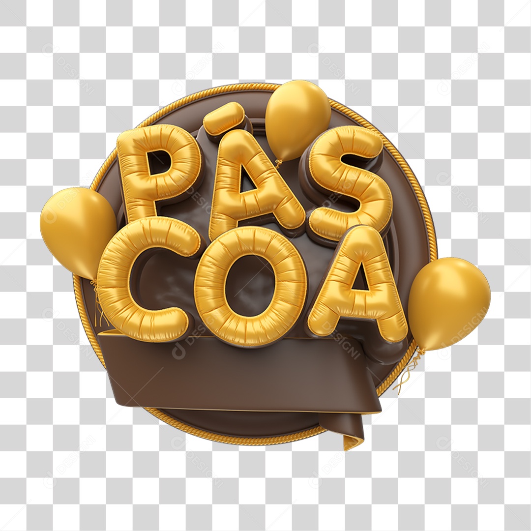 Selo 3D Páscoa Chocolate Doce PNG Transparente