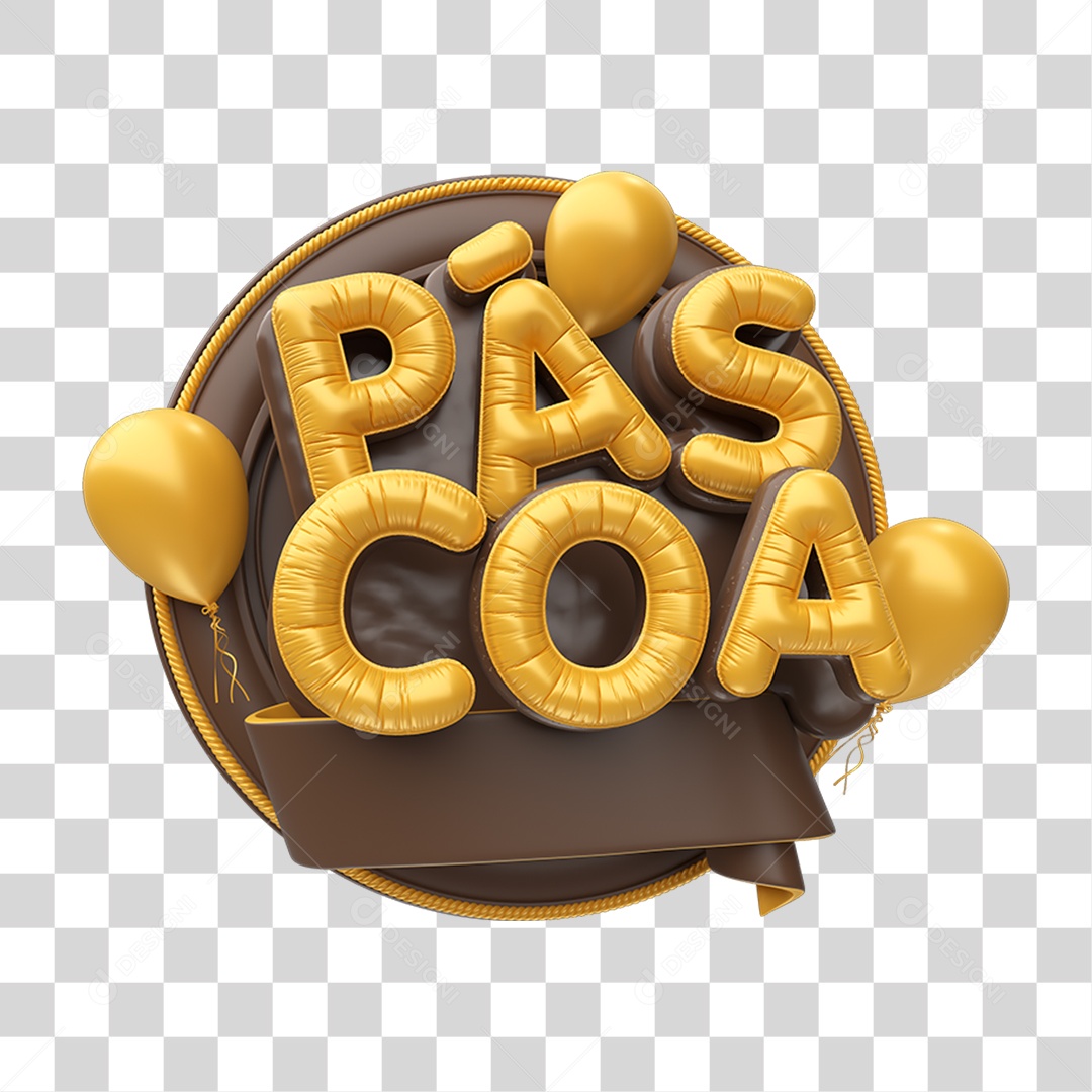 Selo 3D Páscoa Chocolate Doce PNG Transparente