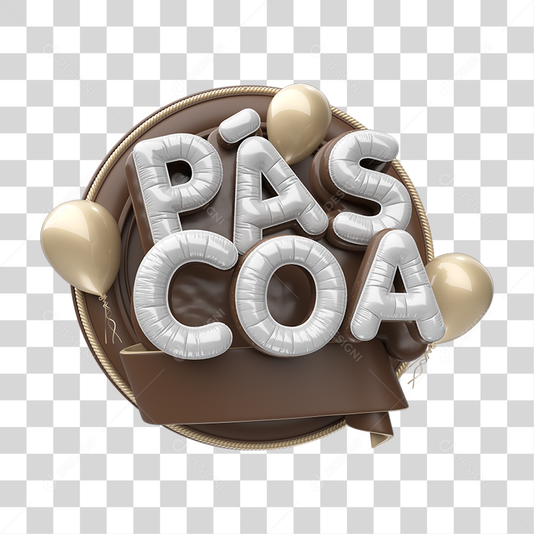 Selo 3D Páscoa Chocolate Doce PNG Transparente