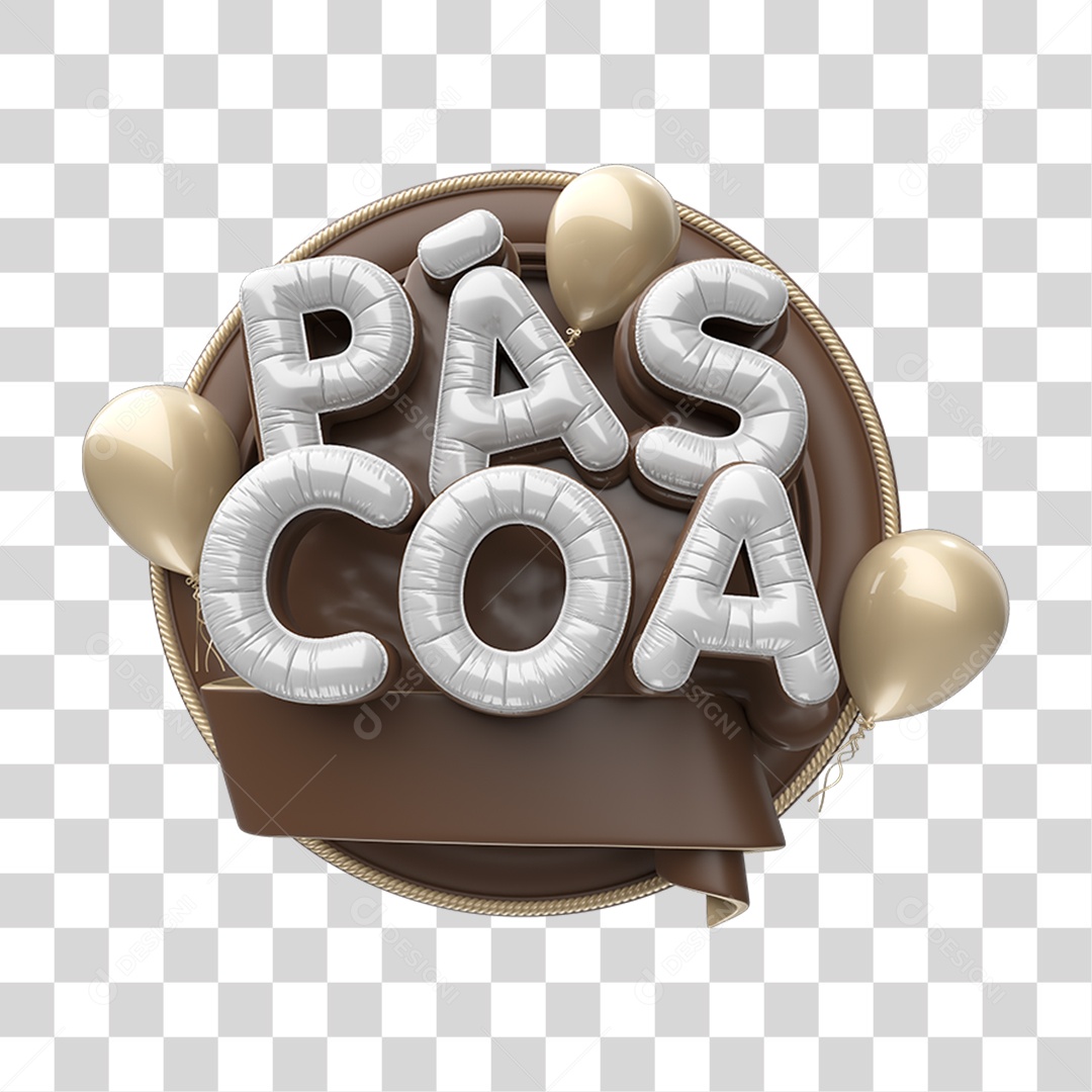 Selo 3D Páscoa Chocolate Doce PNG Transparente