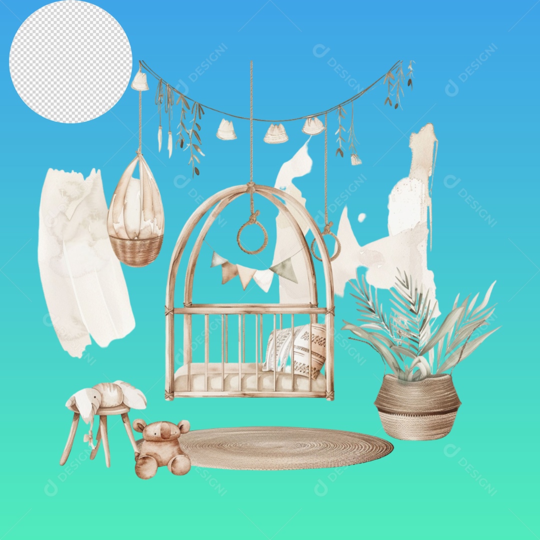 Elemento Enfeites para Quarto de Bebê para Composição PSD
