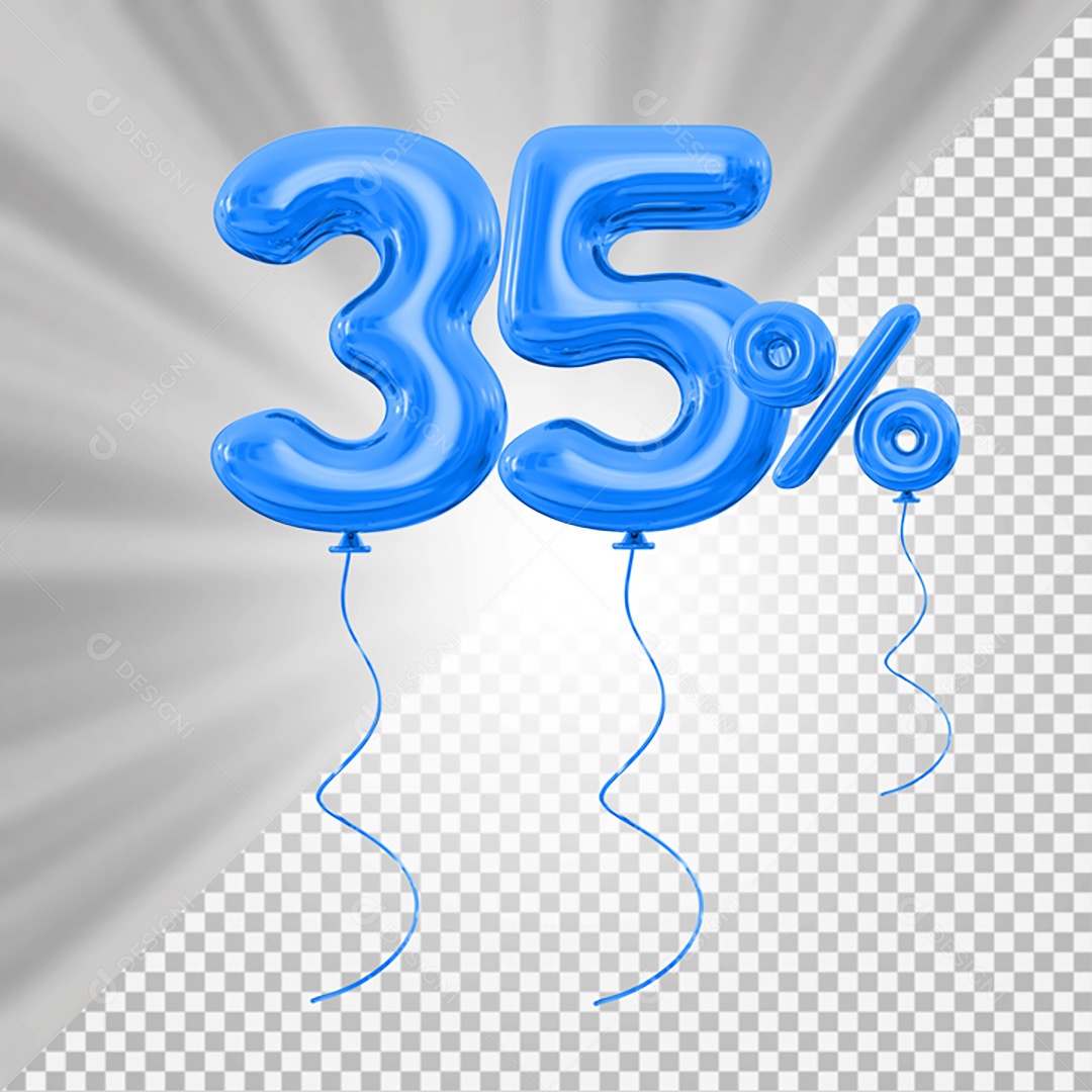 Elemento 3D Azul 35% Para Composição PSD