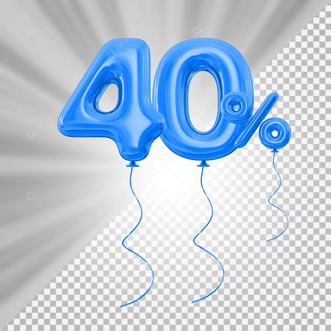 Elemento 3D Azul 40% Para Composição PSD