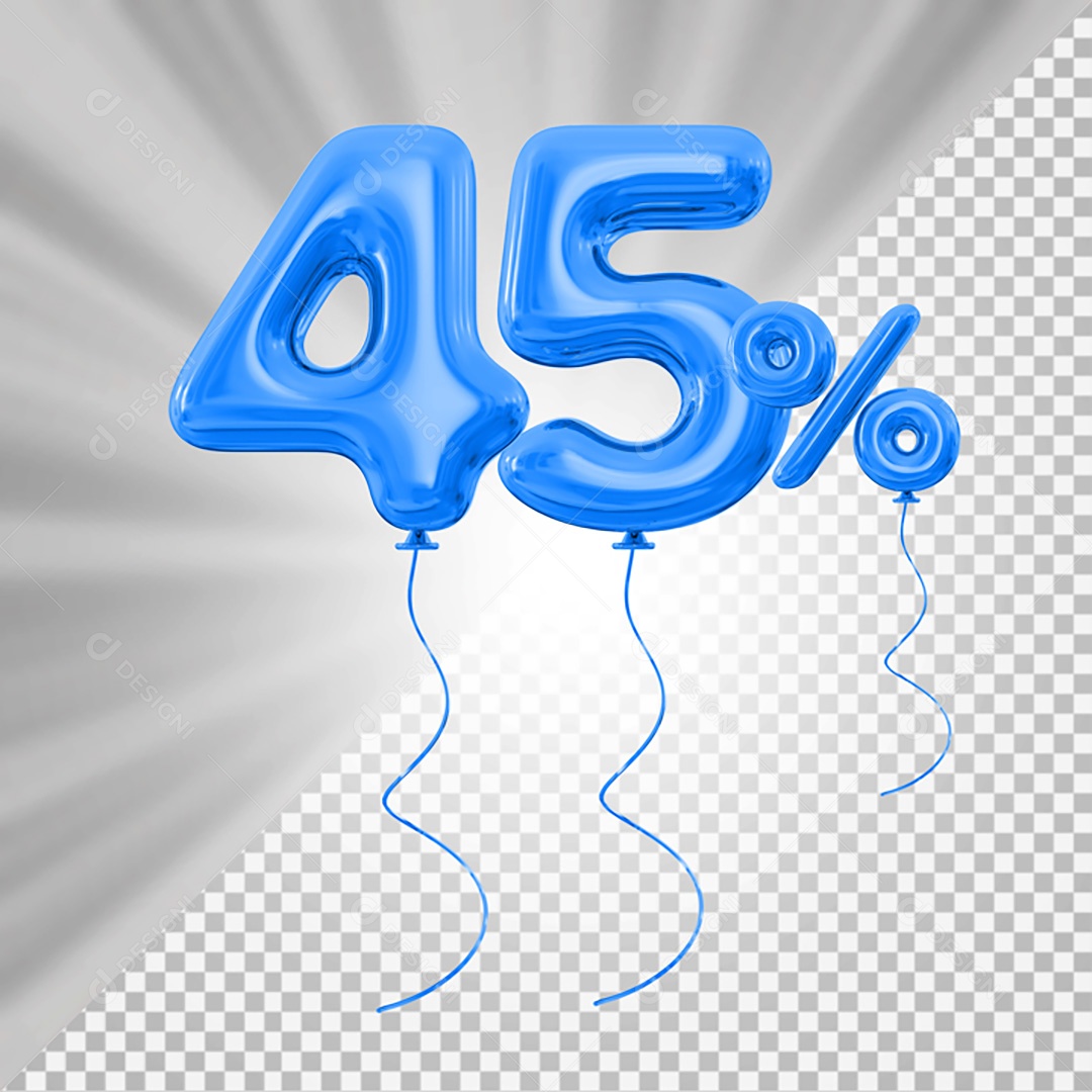 Elemento 3D Azul 45% Para Composição PSD