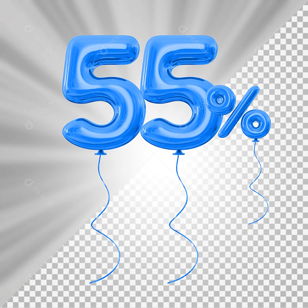 Elemento 3D Azul 55% Para Composição PSD