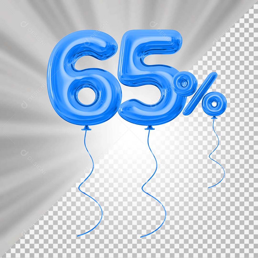 Elemento 3D Azul 65% Para Composição PSD