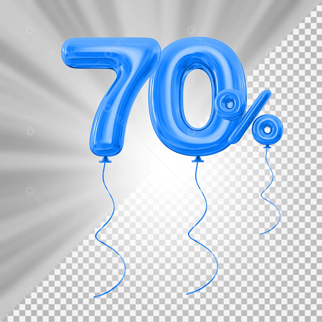 Elemento 3D Azul 70% Para Composição PSD