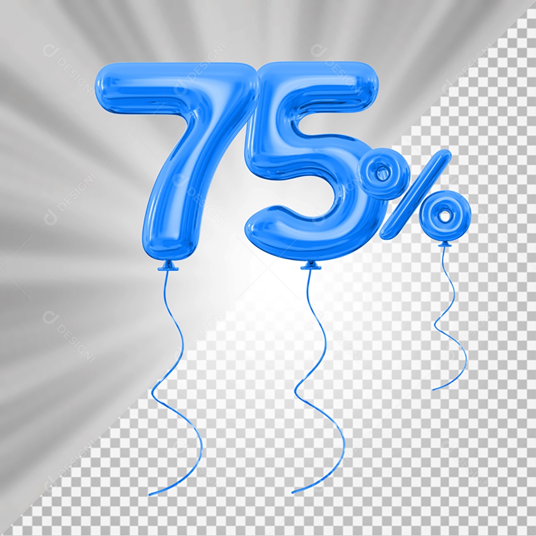 Elemento 3D Azul 75% Para Composição PSD