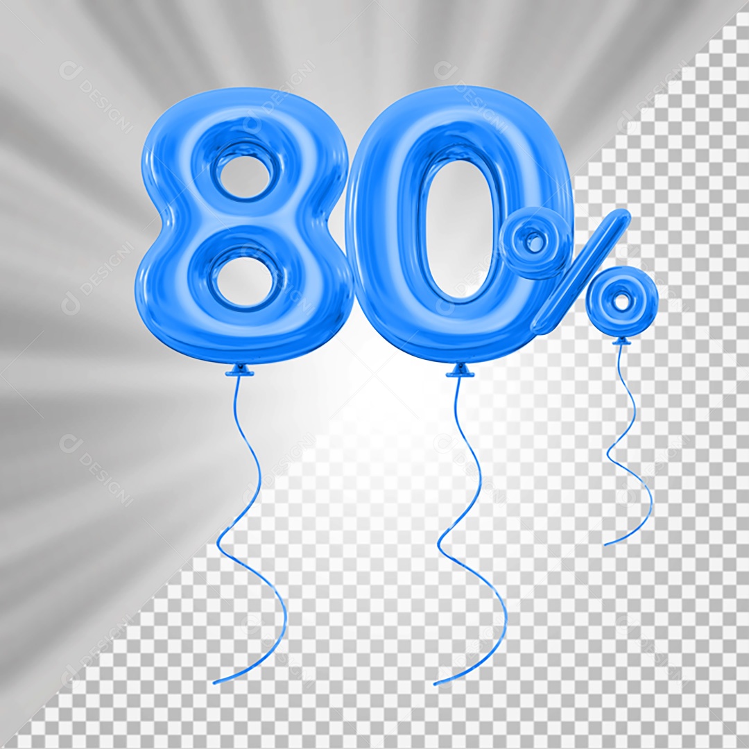 Elemento 3D Azul 80% Para Composição PSD