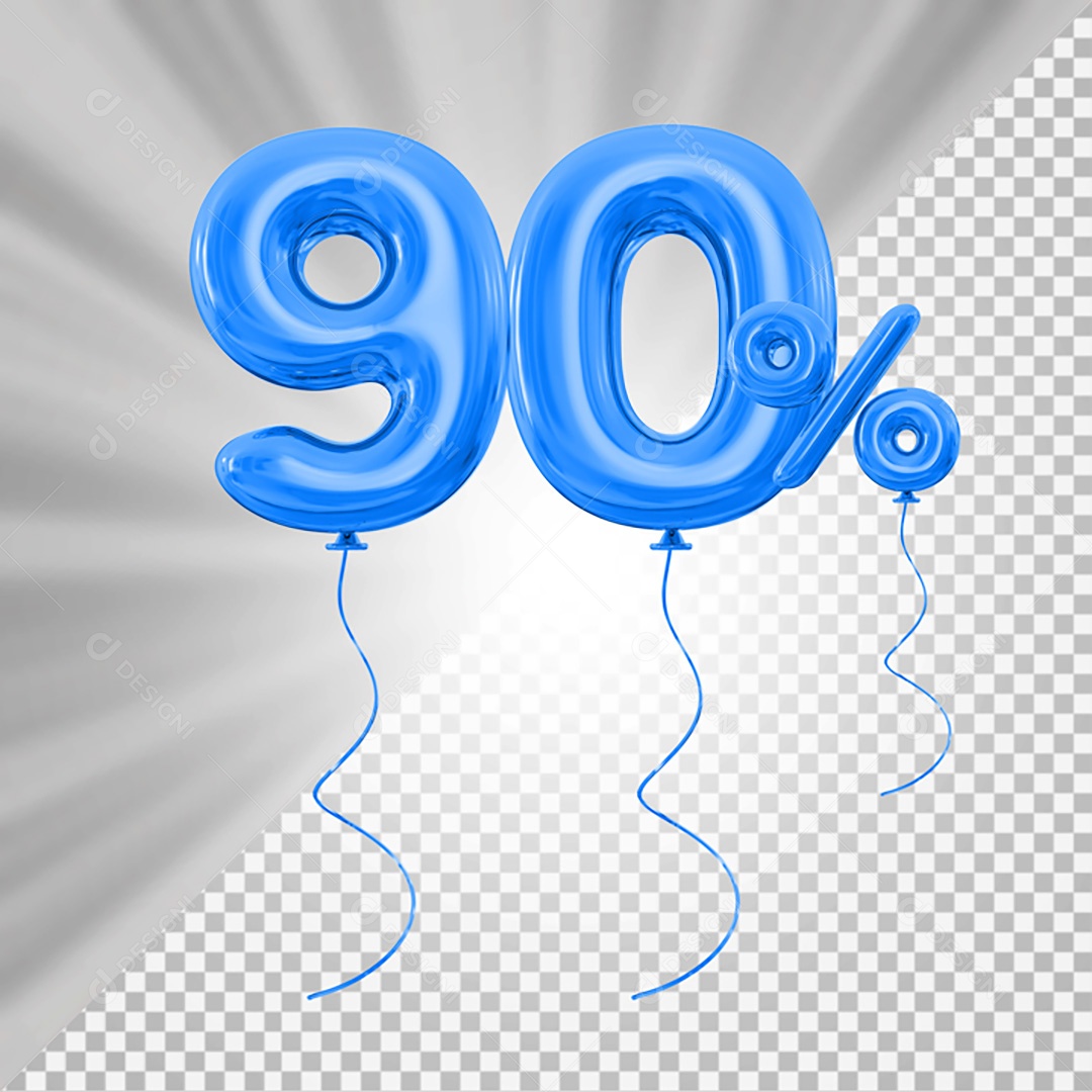 Elemento 3D Azul 90% Para Composição PSD