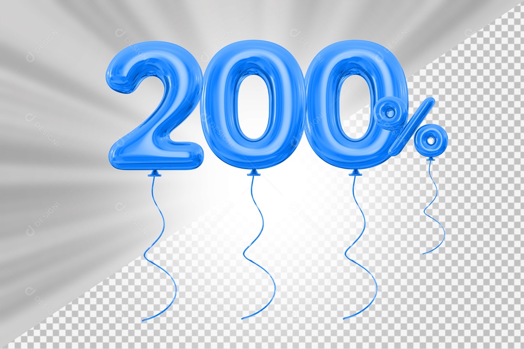 Elemento 3D Azul 200% Para Composição PSD