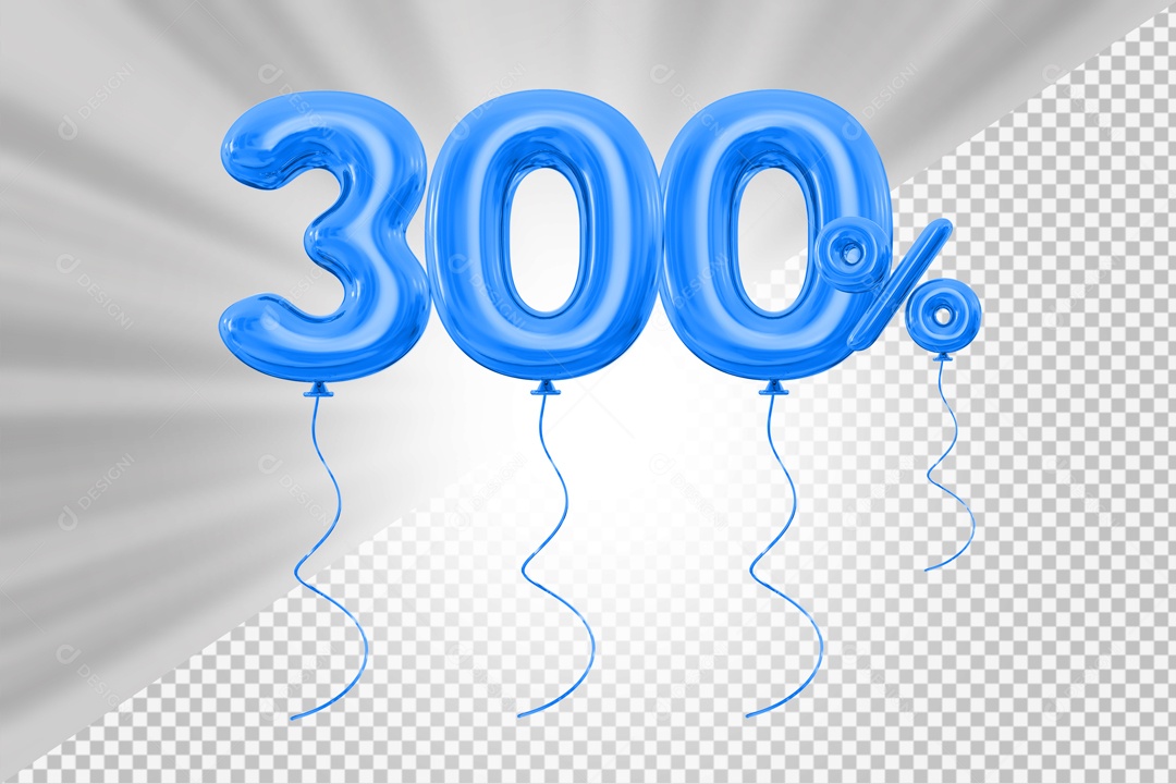 Elemento 3D Azul 300% Para Composição PSD