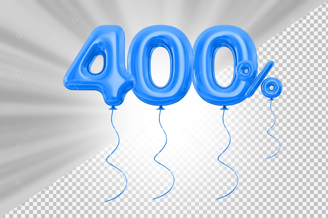 Elemento 3D Azul 400% Para Composição PSD