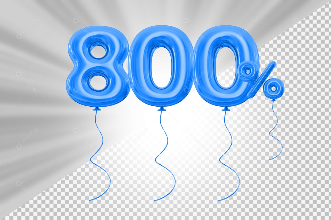 Elemento 3D Azul 800% Para Composição PSD