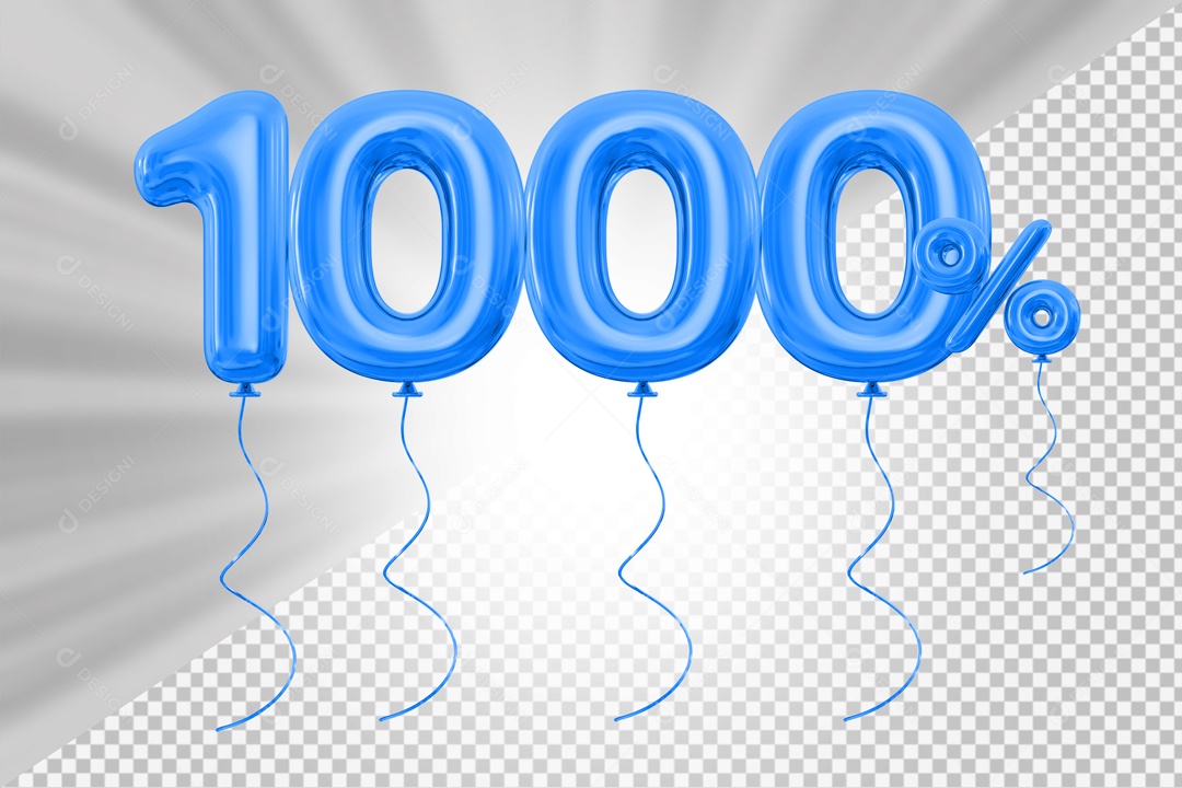 Elemento 3D Azul 1000% Para Composição PSD