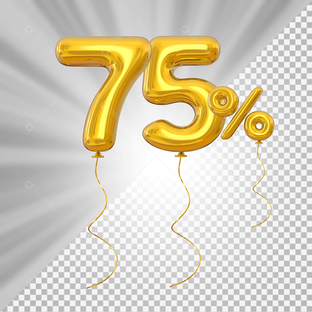 Elemento 3D Amarelo 75% Para Composição PSD