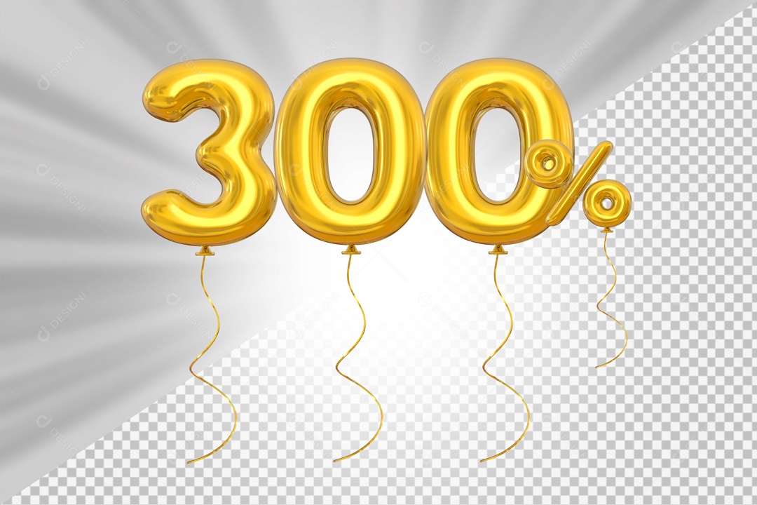 Elemento 3D Amarelo 300% Para Composição PSD