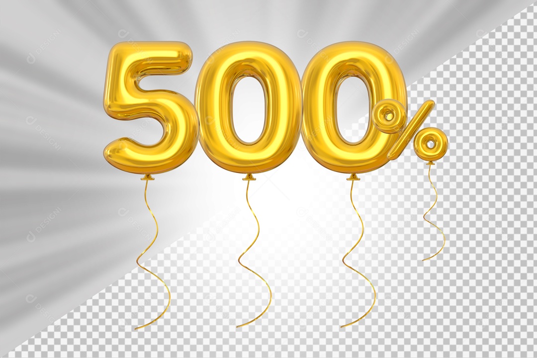 Elemento 3D Amarelo 500% Para Composição PSD