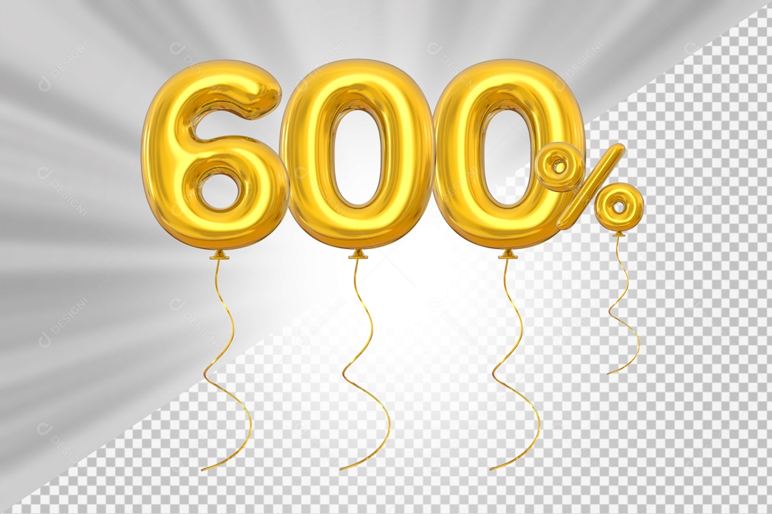 Elemento 3D Amarelo 600% Para Composição PSD