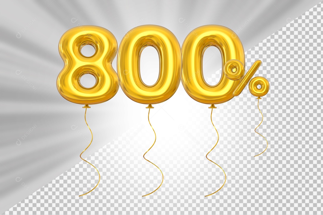 Elemento 3D Amarelo 800% Para Composição PSD