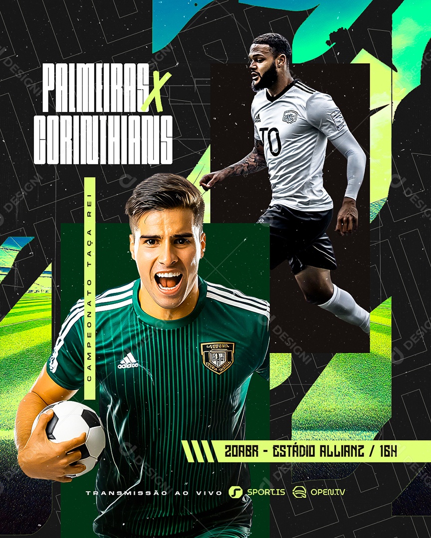 Campeonato de Futebol Palmeiras x Corinthians Estádio Allianz Social Media PSD Editável