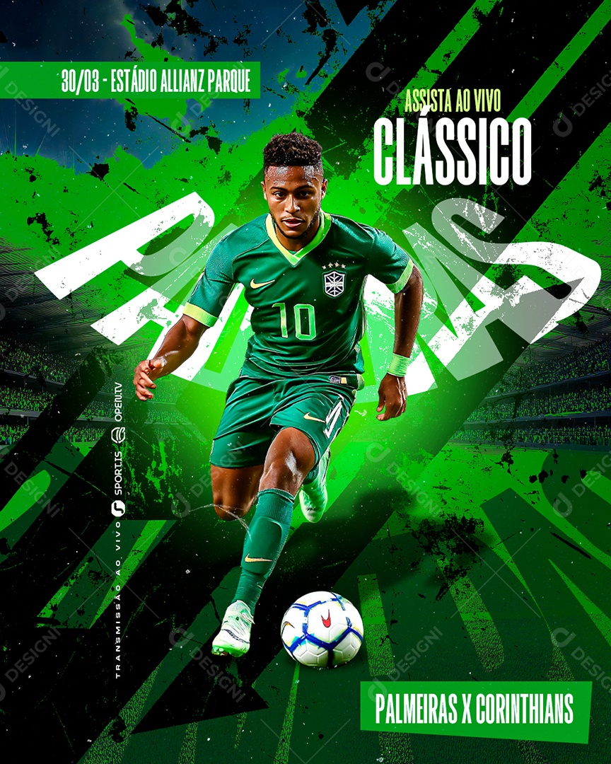 Campeonato de Futebol Palmeiras x Corinthians Social Media PSD Editável