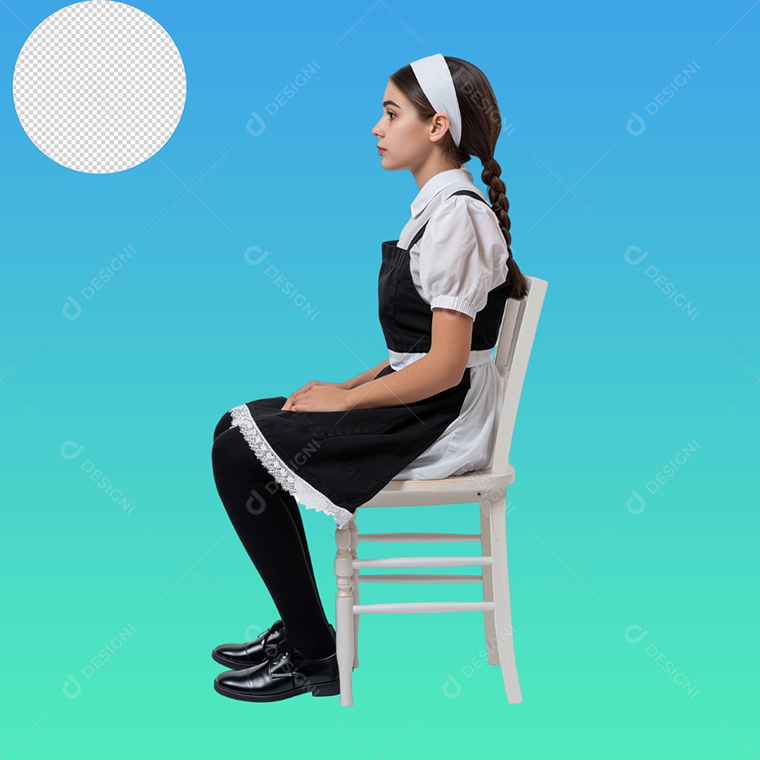 Elemento Mulher Sentada na Cadeira para Composição PSD