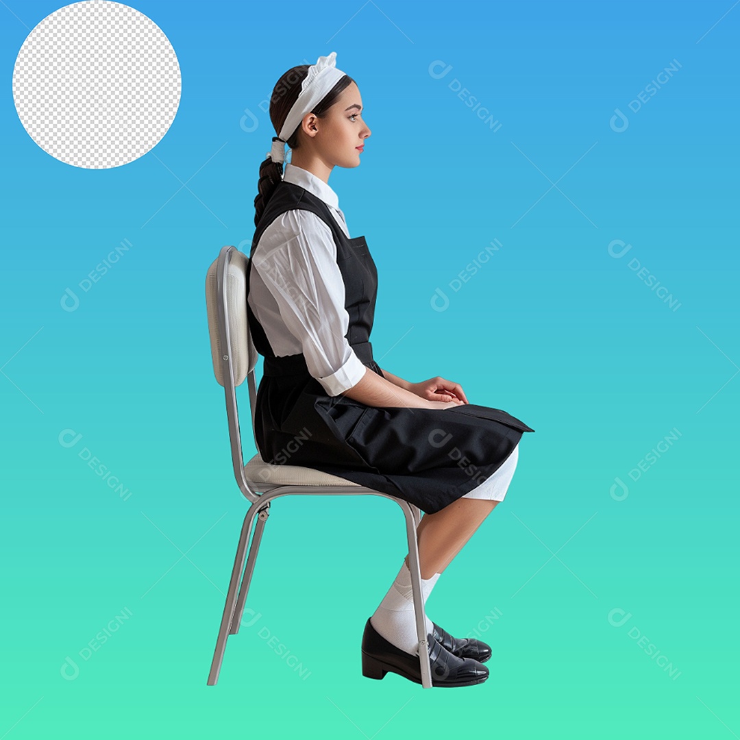 Elemento Mulher Sentada na Cadeira para Composição PSD