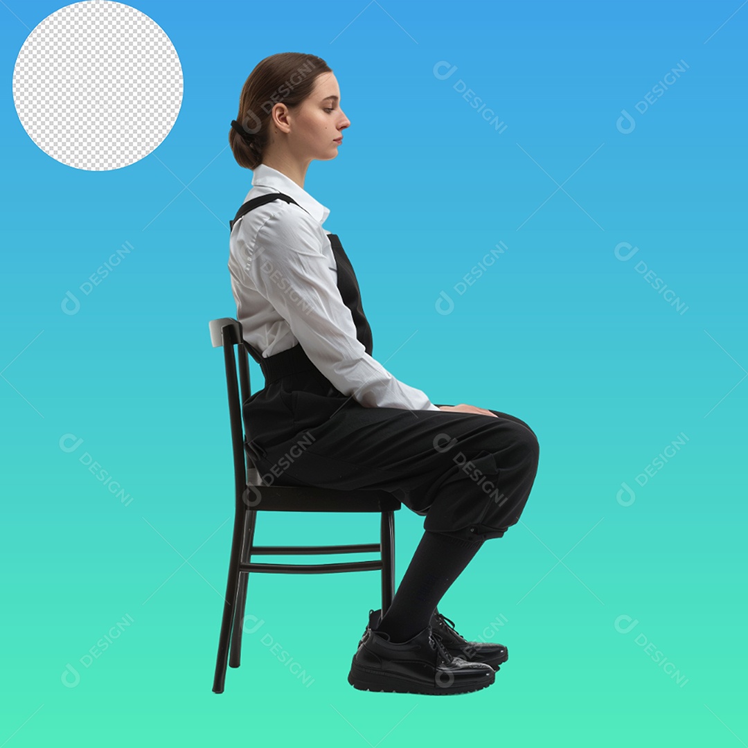 Elemento Mulher Sentada na Cadeira para Composição PSD