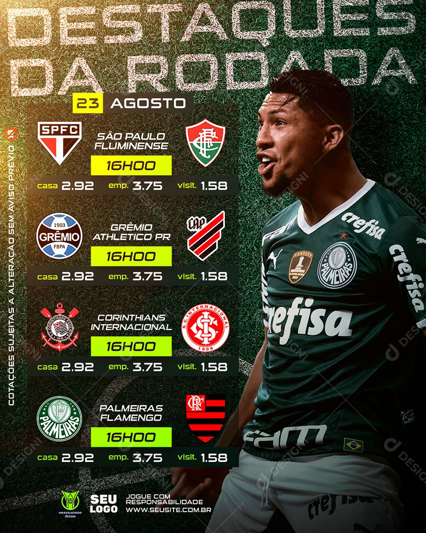 Casa de Apostas Destaque Da Rodada Social Media PSD Editável