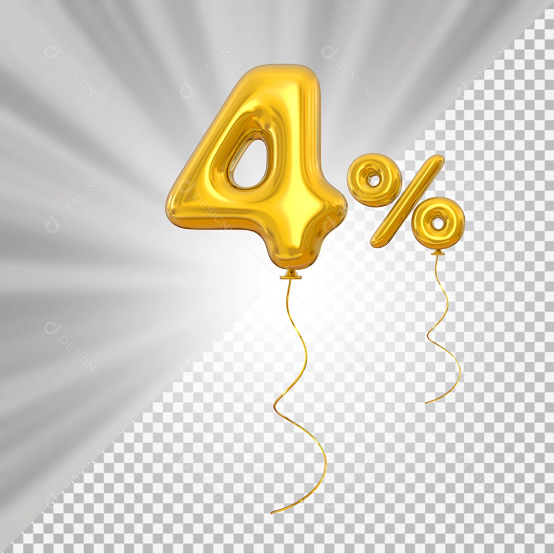 Elemento 3D Amarelo 4% Para Composição PSD