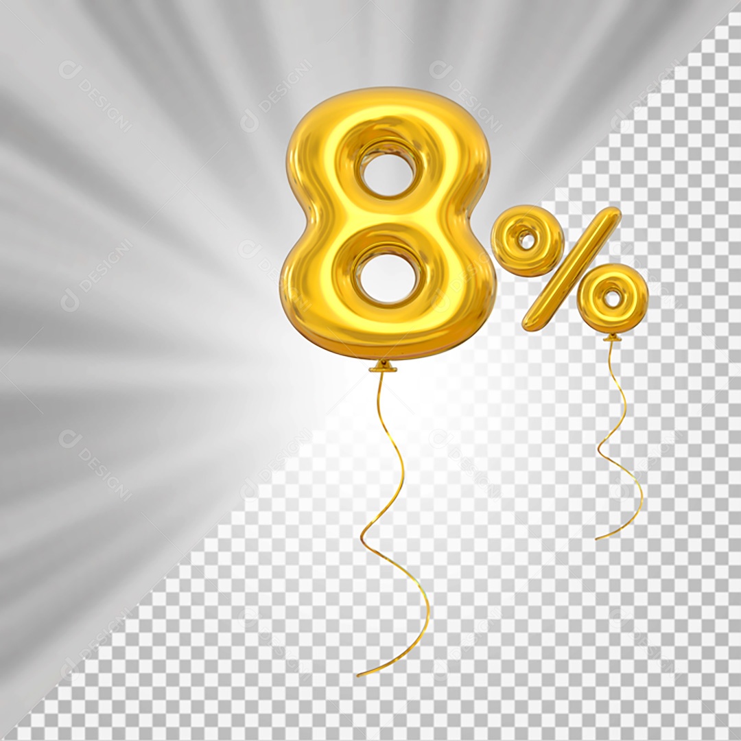 Elemento 3D Amarelo 8% Para Composição PSD